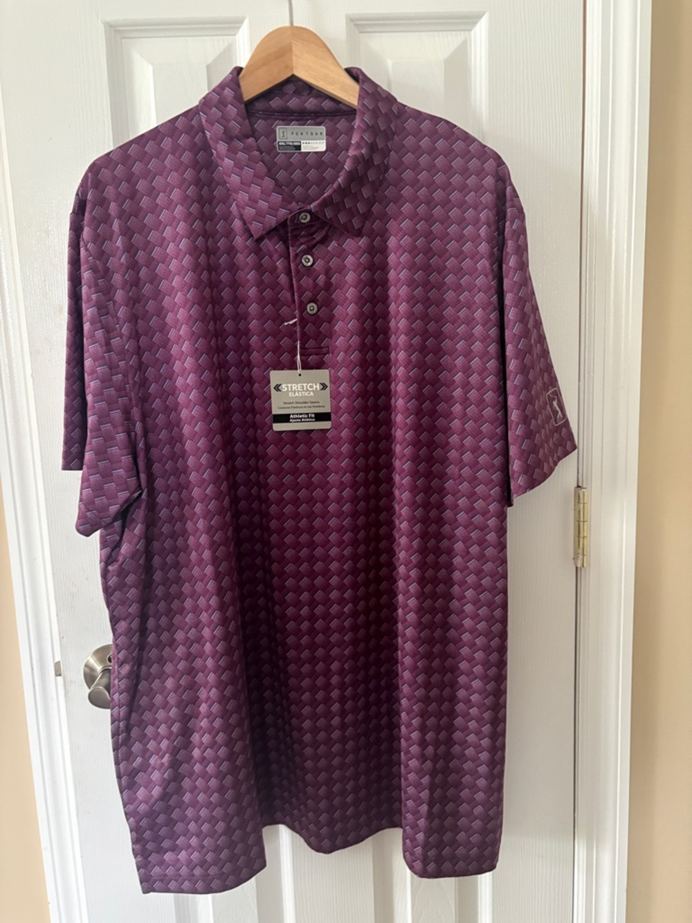PGA Tour Men's Polo in Plum Basketweave